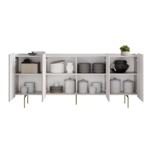 Komoda Malmi 200 cm - kaszmir / crema bianca / złote nóżki
